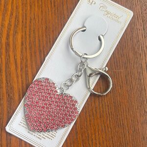 Crystal rhinestone Heart Keychain / Bag Charm  - Pink